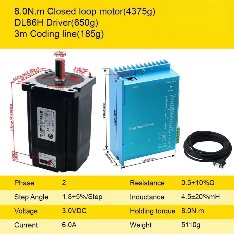 ชุดมอเตอร์สเต็ปเปอร์แบบวงปิด N - Hybrid Servo Driver Nema 34 8.5Nm บทวิจารณ์และราคา